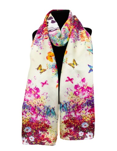 Fular seda 50x175 mariposas