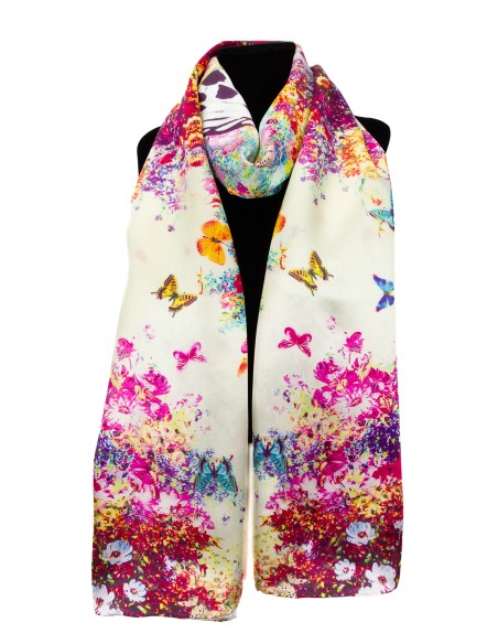 Fular seda 50x175 mariposas